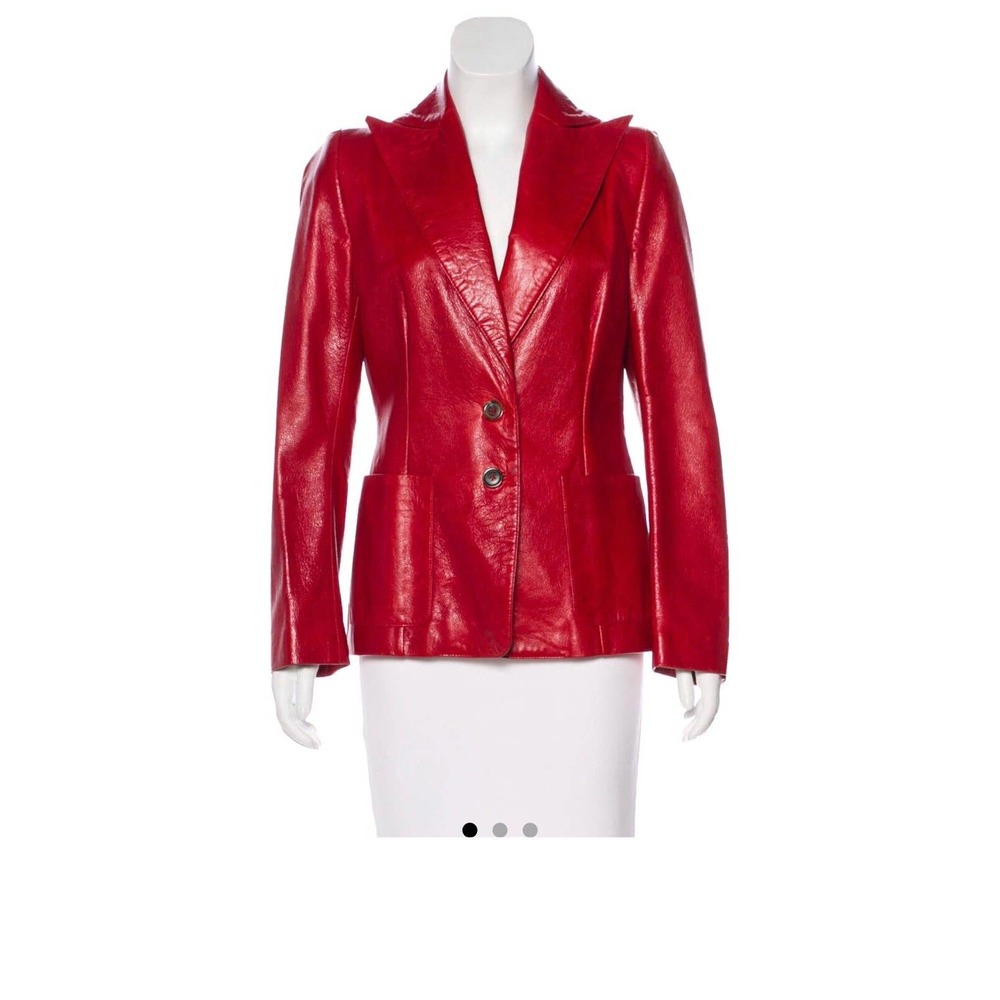 Ann Demeulemeester Red leather Blazer / Jacket Sz Medium